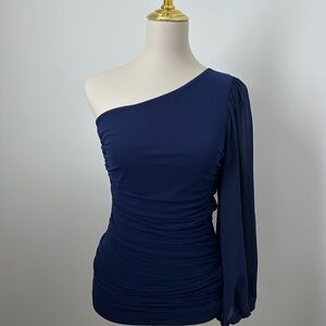 Hello Molly Midnight Blue One-Shoulder Dress